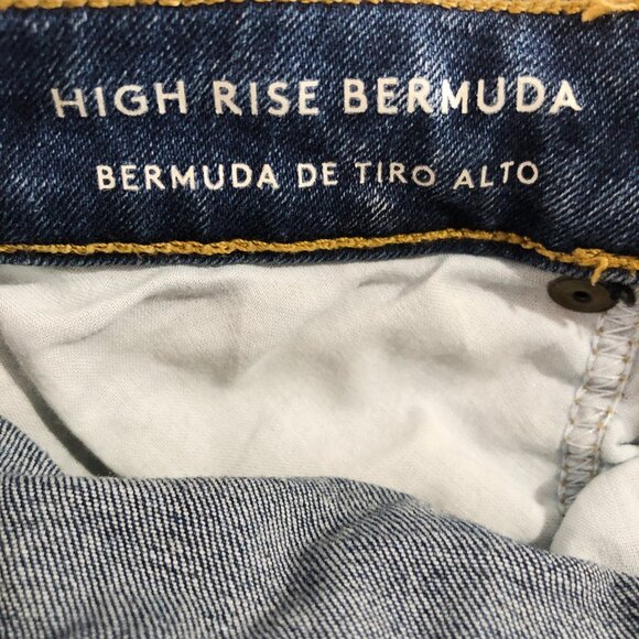 Universal Thread Womens Sz 00/24R Blue High Rise Bermuda Distressed Denim Shorts - Picture 7 of 8